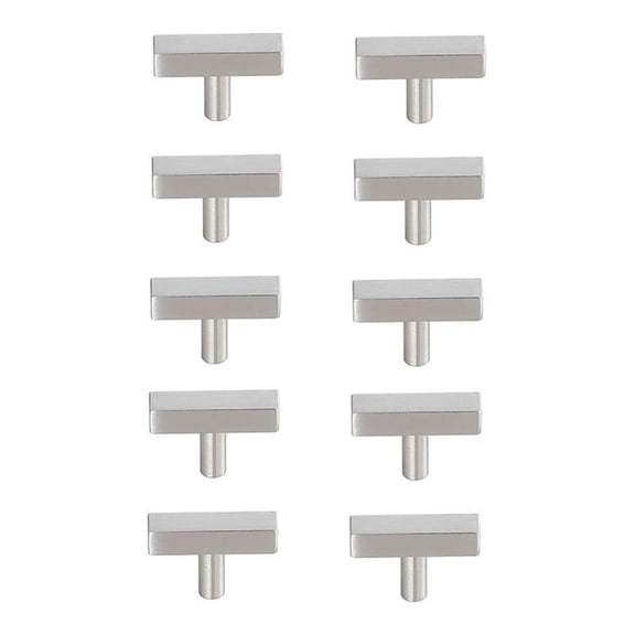 Pemberly Row Modern Zinc Alloy T Bar Pull Multipack in Nickel (Set of 10)