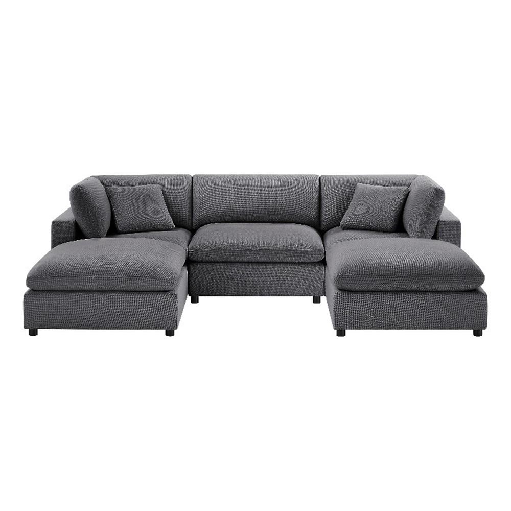 Pemberly Row Modular Charcoal Fabric 5-Piece XL Chofa Sectional ...