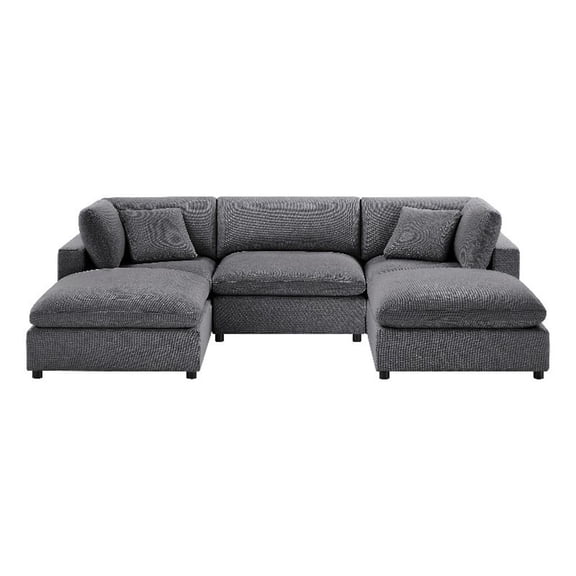 Pemberly Row Modular Charcoal Fabric 5-Piece XL Chofa Sectional