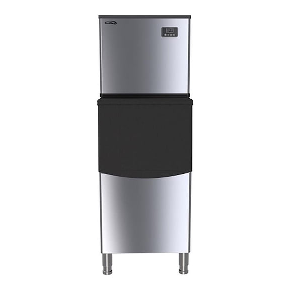 Pemberly Row Modular Stainless Steel Ice Maker Machine in Silver