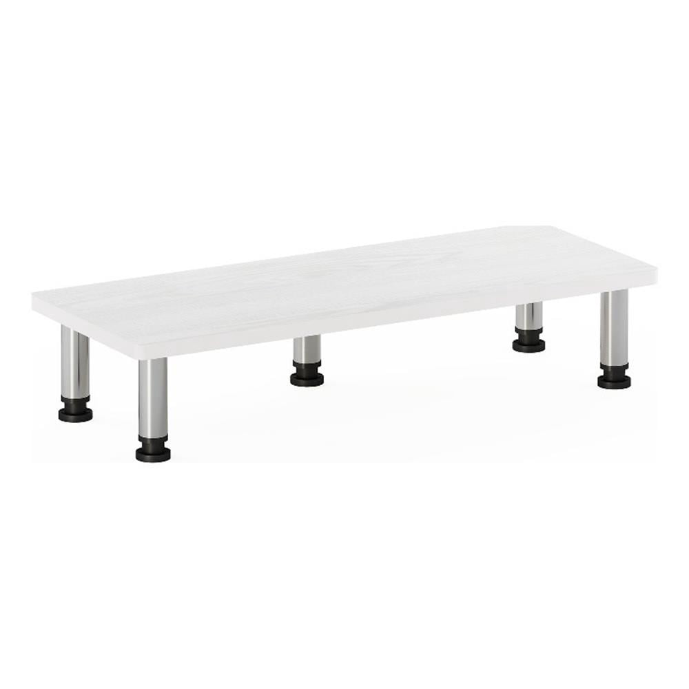 Stainless Monitor Riser Pemberly Row Monitor Riser Stand in White Oak with Stainless Steel ...