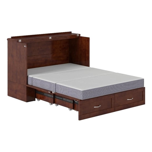 Pemberly Row Murphy Modern Wood Full Bed Chest with Mattress in Walnut