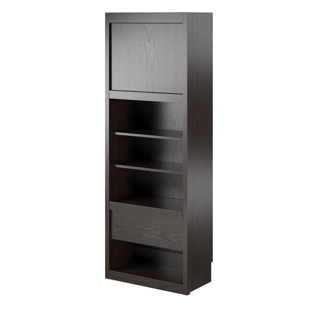 Pemberly Row Murphy Wall Bed Side Cabinet with Pullout Nightstand in Espresso