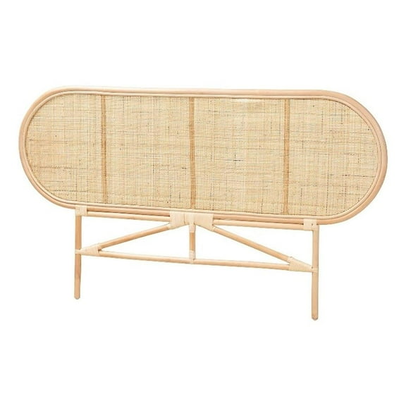 Pemberly Row Natural Brown Rattan Queen Size Standalone Headboard