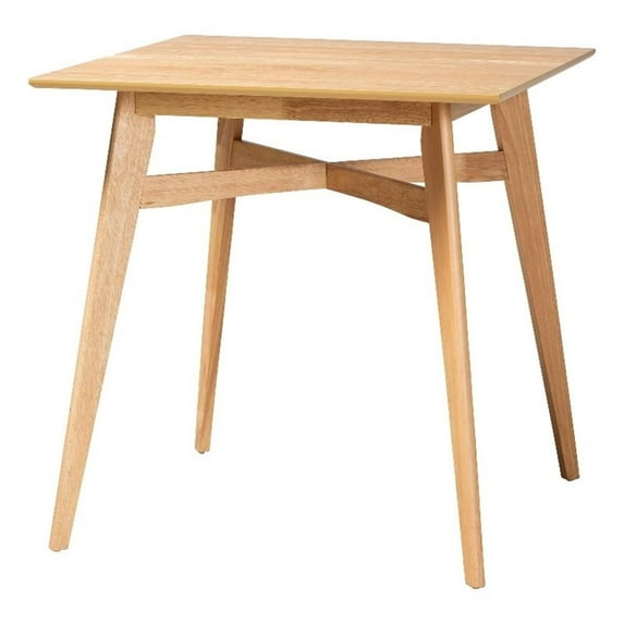 Pemberley Row Rubber Wood Natural Oak Pub Table Square Crisscross 35.4" Unassembled