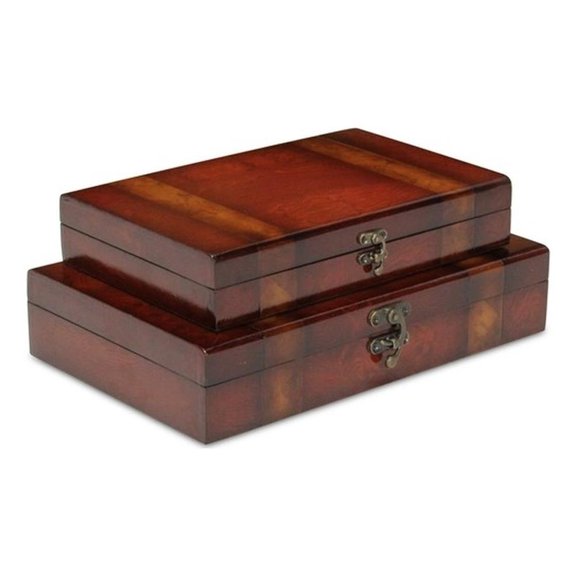 Pemberly Row Nested Wooden Boxes Set of 2 with Burlwood Veneer