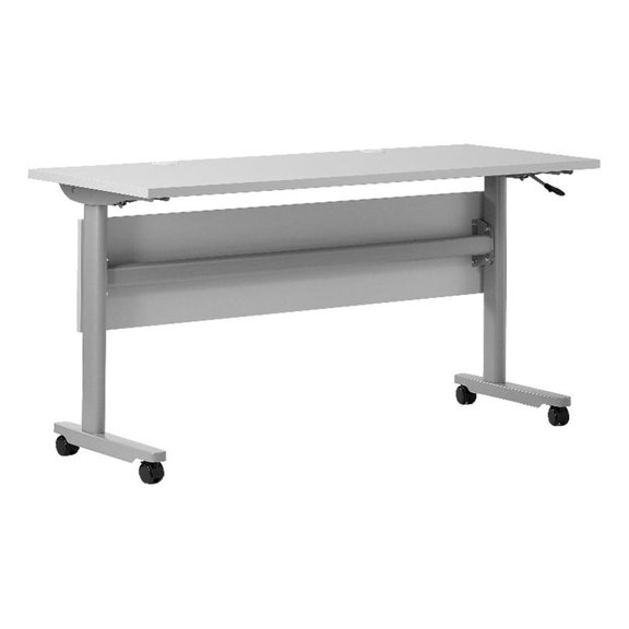 Pemberly Row Nesting Flip Training Table with Steel Frame and T-Legs in Gray