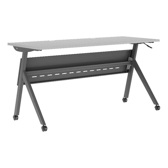 Pemberly Row Nesting Flip Training Table with Steel Frame and Y-Legs in Gray