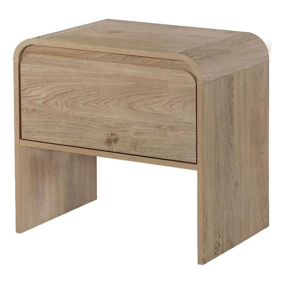 Pemberly Row Nightstand with 2 Drawers and Waterfall Edges in Natural Beige