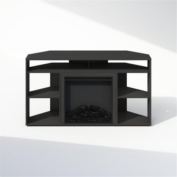 Pemberly Row No Heat Decorative Electric Fireplace Corner TV Stand Americano