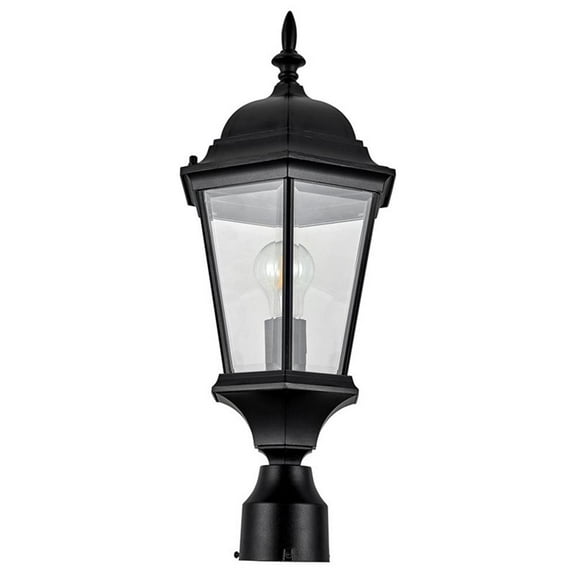 Pemberly Row Oak Creek Outdoor Aluminum Light and Lamp Post in Black