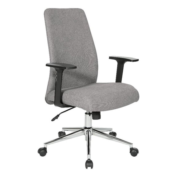 Pemberly Row Office Chair in Fog Gray Fabric with Chrome Base
