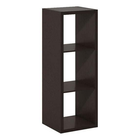Pemberly Row Open Back Decorative Cube Storage Organizer in 3-Cube Dark Oak
