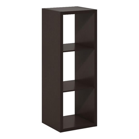 Pemberly Row Open Back Decorative Cube Storage Organizer in 3-Cube Dark Oak