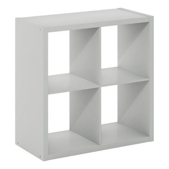 Pemberly Row Open Back Decorative Cube Storage Organizer in 4-Cube Light Gray