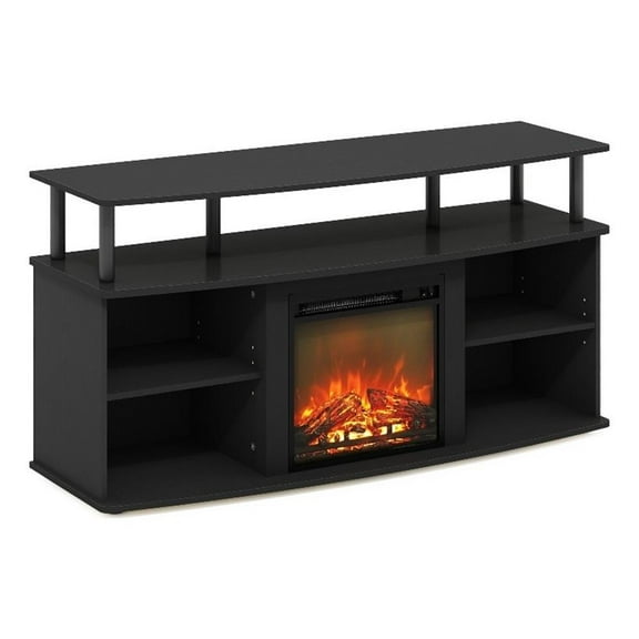 Pemberly Row Open Shelving Storage Fireplace Entertainment Americano/Black