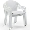 thumbnail image 1 of Pemberly Row Outdoor All Weather Wicker Resin Patio Stackable Chair in White (Set of 4), 1 of 5