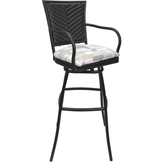 Pemberly Row Outdoor/Indoor 26" Counter Stool in Craftsman White and Gray
