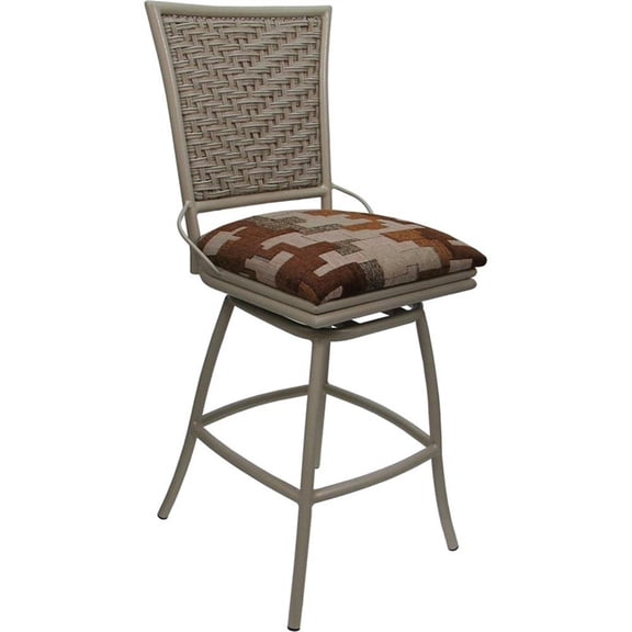 Pemberly Row Outdoor Indoor Armless Counter Stool 26" in Terracotta Fabric Beige