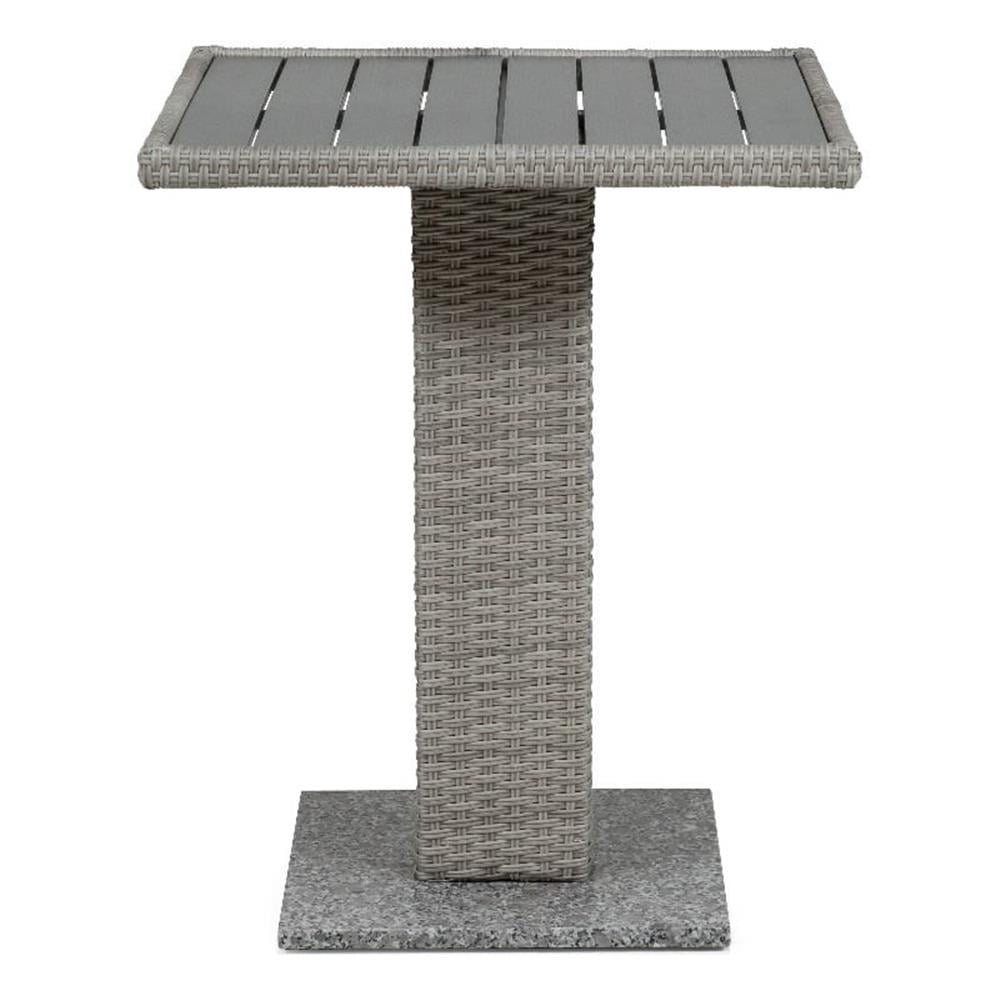Pemberly Row Outdoor Patio PE Wicker / Rattan Bistro Table in Gray ...