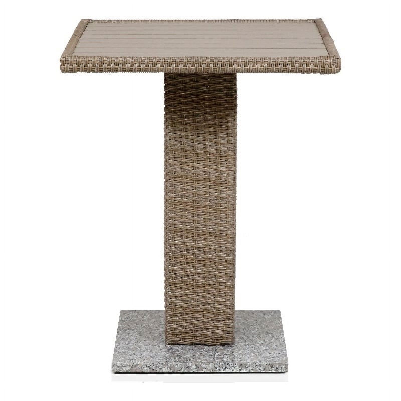 Pemberly Row Outdoor Patio PE Wicker / Rattan Bistro Table in Natural