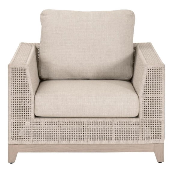 Pemberly Row Outdoor Rope and Teak Sofa Chair 36.5" x 34" in Oat