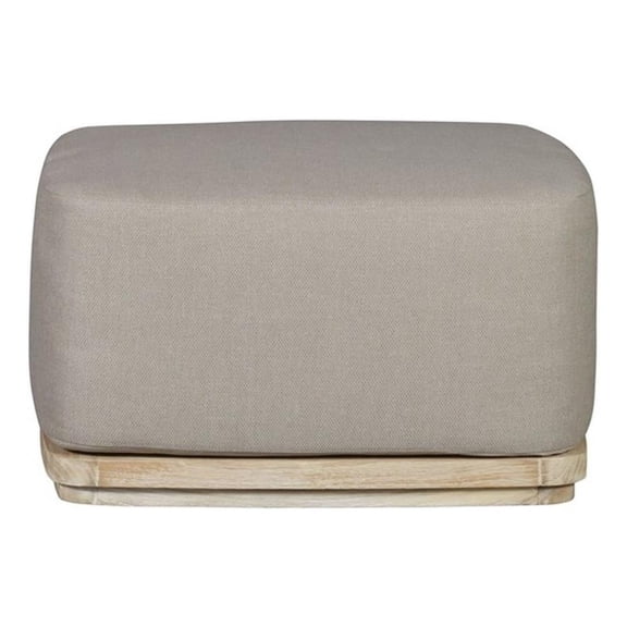 Pemberly Row Outdoor Solid Teak Wood Ottoman Natural Look - Gray