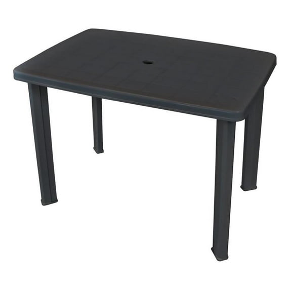 Pemberly Row Outdoor Standard Lightweight Plastic Table in Anthracite
