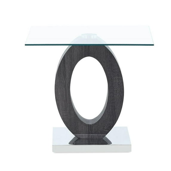 Pemberly Row Oval Base End Table with Clear Glass Top