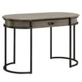 thumbnail image 1 of Pemberly Row Oval Wood & Metal Leg Home Office Desk with Drop Down Drawer in Oak, 1 of 3