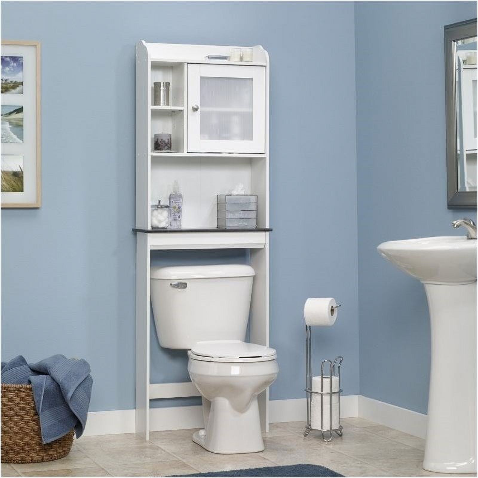 Pemberly Row Over-the-Toilet Etagere, Space-Saver Bathroom Cabinet with Adjustable Shelf in Soft White - image 1 of 4