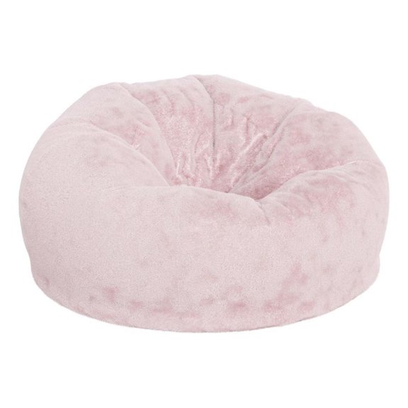 Pemberly Row Oversized Blush Furry Refillable Bean Bag Chair for All Ages