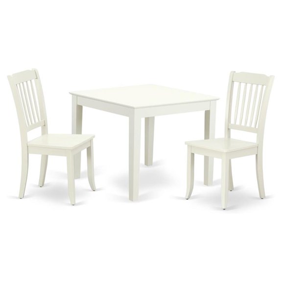 Pemberly Row Oxford 3-Piece Dining Set Linen White Wood Vertical Slats
