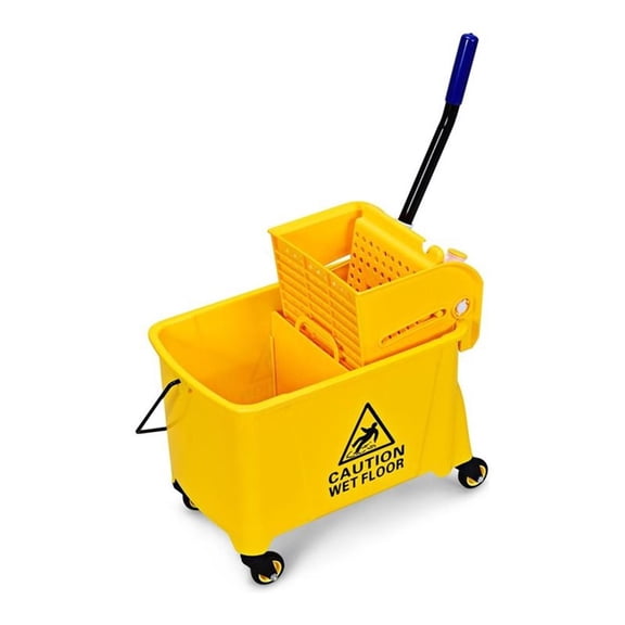 Pemberly Row PP and Iron Cleaning Wringer with Swivel Wheels in Yellow/Blue