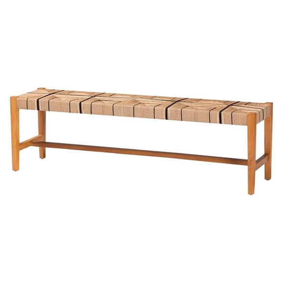 Pemberly Row Paper Loom and Natural Mahogany Wood Dining Bench
