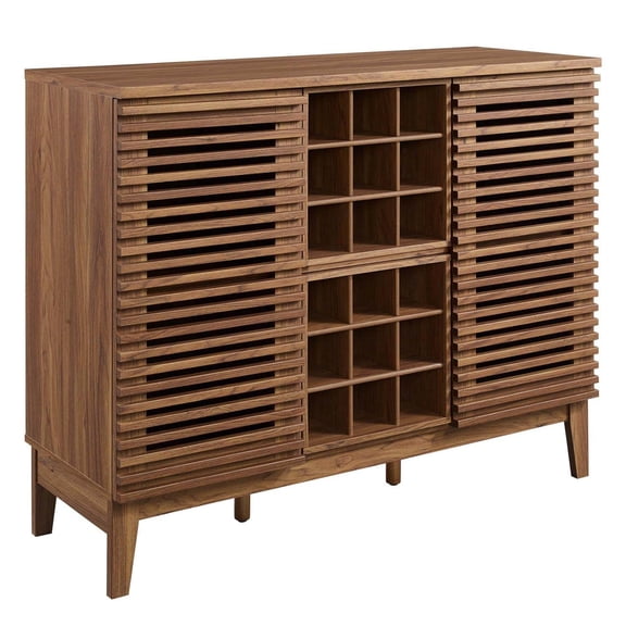 Pemberly Row Particleboard and Laminate Bar Cabinet in Walnut