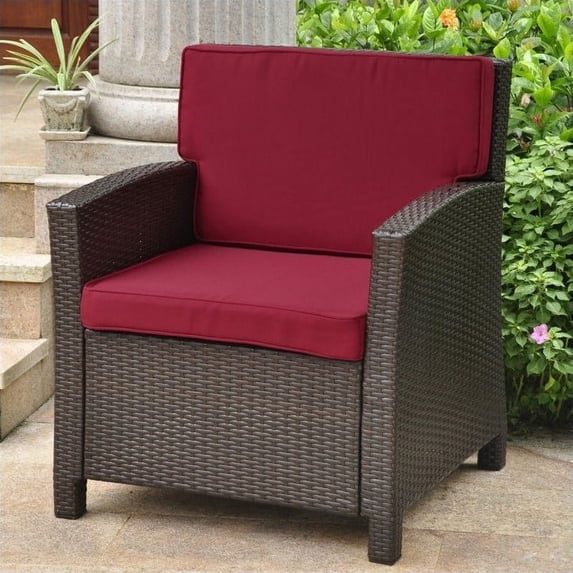 Pemberly Row Patio Chair in Chocolate and Merlot