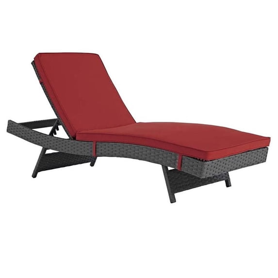 Pemberly Row Patio Chaise Lounge in Canvas Red and Chocolate