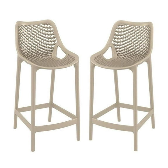 Pemberly Row Patio Counter Stool in Dove Gray Finish - Set of 2