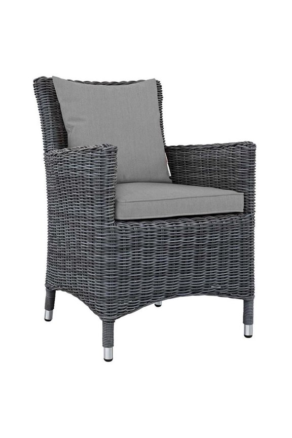 Patio Dining Arm Chair in Canvas and Gray