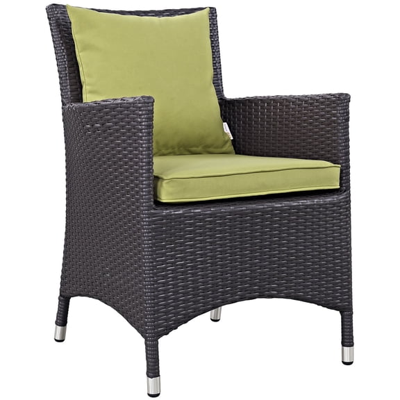 Pemberly Row Patio Dining Arm Chair in Espresso and Peridot