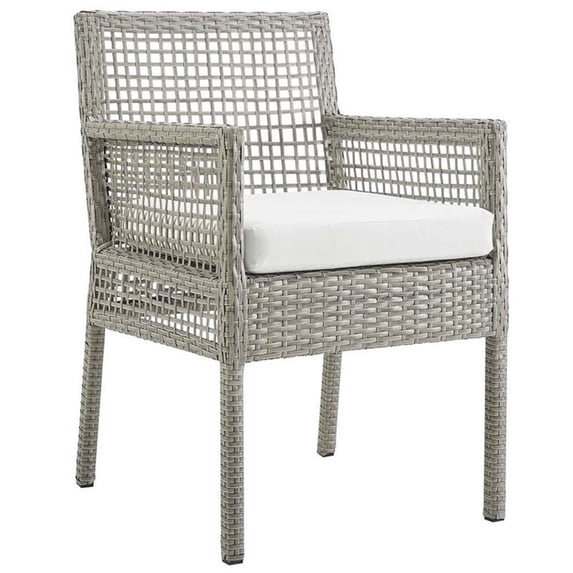 Pemberly Row Patio Dining Arm Chair in Gray and White