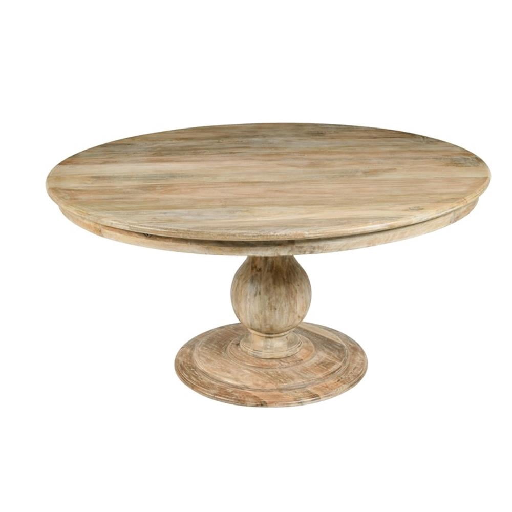 Pemberly Row Pedestal Dining Table in Coastal Natural Mango Solid Wood ...