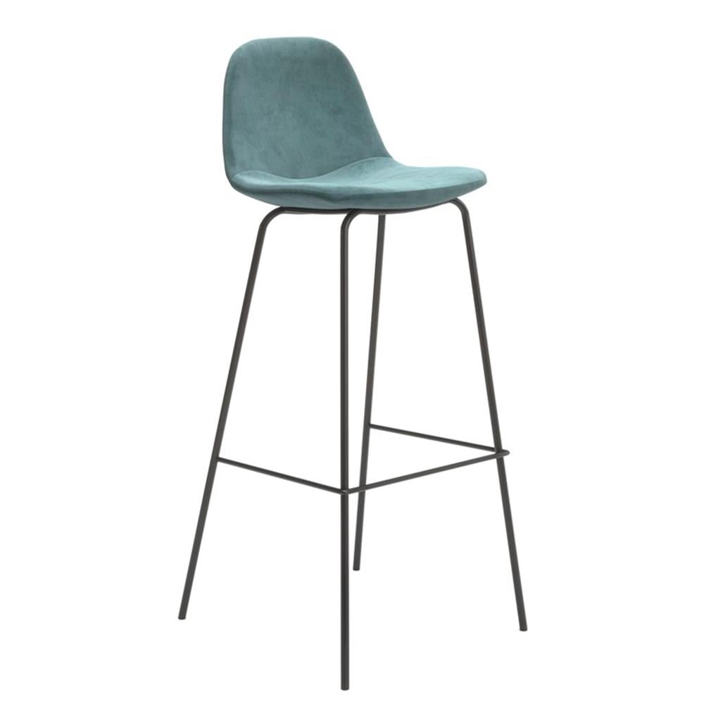 Pemberly Row Performance Velvet Bar Height Stools (Set of 2) in Ocean ...