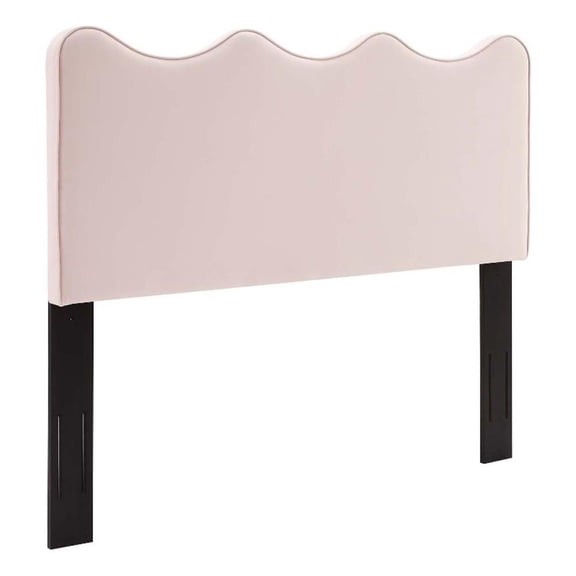 Pemberly Row Performance Velvet Full/Queen Headboard in Pink