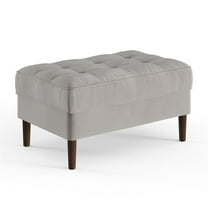 Pemberly Row Performance Velvet Rectangular Ottoman in Silver