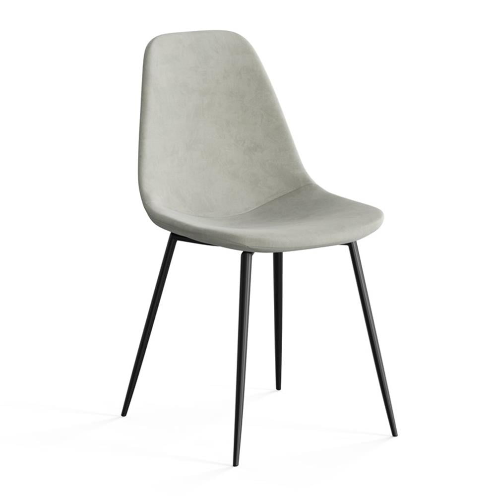 Bella Platinum Performance Velvet Side Chair Set with Matte Black Metal Legs