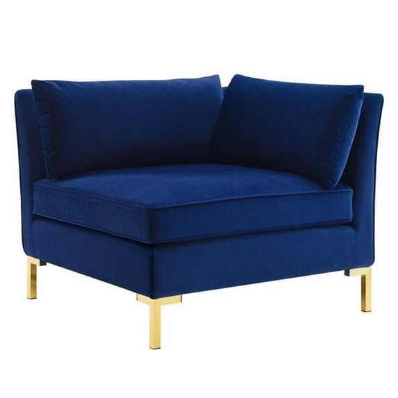 Pemberly Row Performance Velvet Upholstered Corner Sectional Chair in Navy
