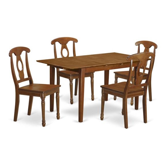 Pemberly Row Picasso 5-Piece Dining Set with Butterfly Leaf in Saddle Brown