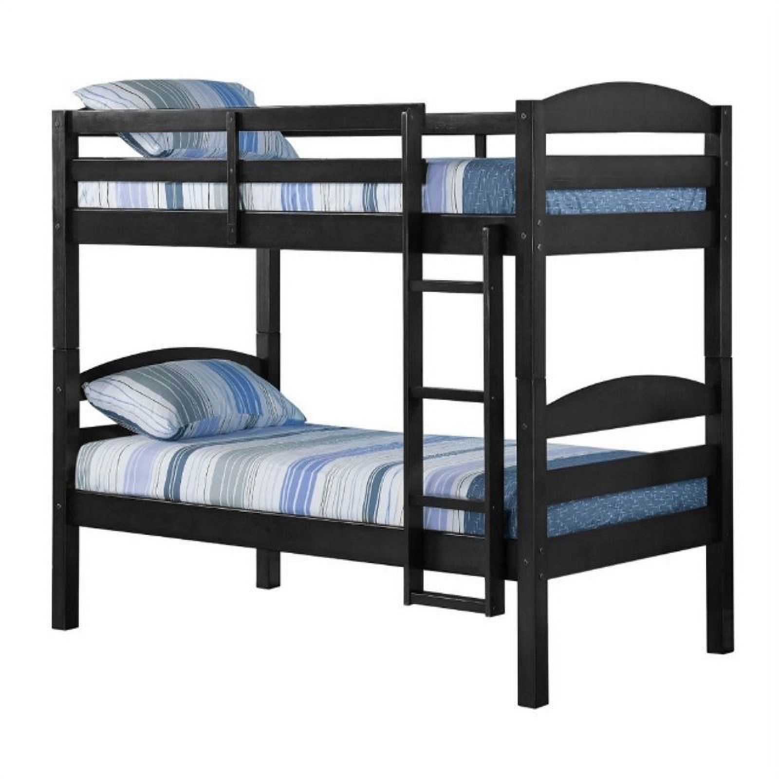 Pemberly Row Pine Wood Bunk Bed Space-Saving, Twin-Over-Twin, Black ...